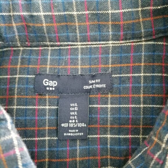 Gap Mens Purple Long Sleeve Slim Fit Palid Button Down Collar Shirt Size L - Picture 5 of 7